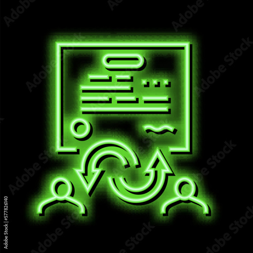 power of attorney law dictionary neon glow icon illustration