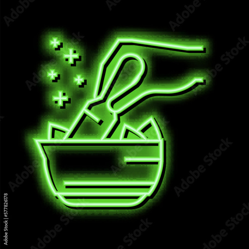 preparing natural homeopathy drug neon glow icon illustration