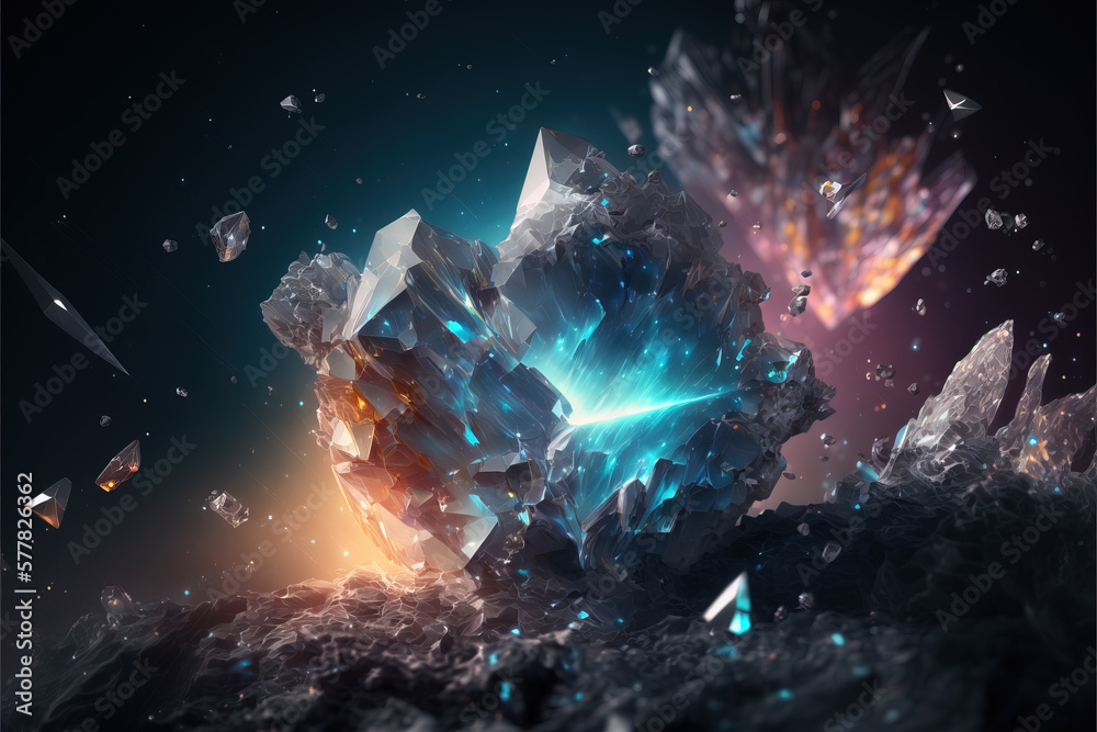 Mysterious colorful crystalline abstract generative background