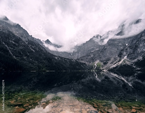 Beautiful lake in the mountains - moments from a trip.