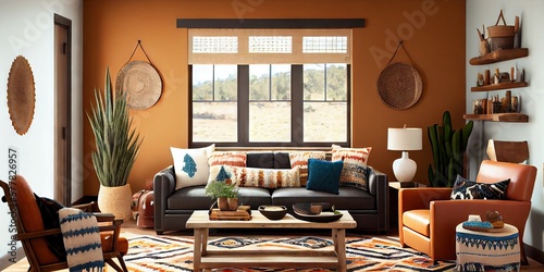 Southwestern living room interior design concept by Generative AI