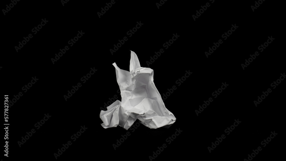 Crumpled paper ball. isolated on transparent background. illustration for businnes concept, banner, black bagraund Crumpled paper ball. isolated on transparent background. illustration for businnes concept, banner, black bagraund