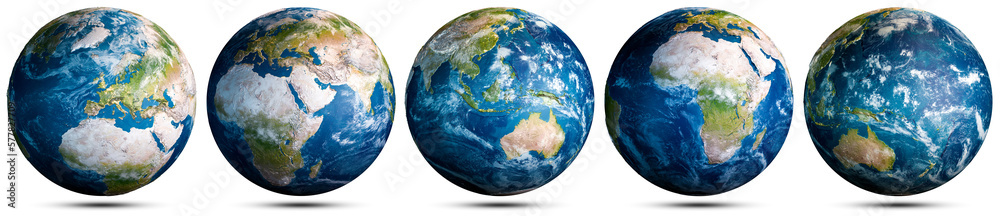 Earth globe world map set - obrazy, fototapety, plakaty 