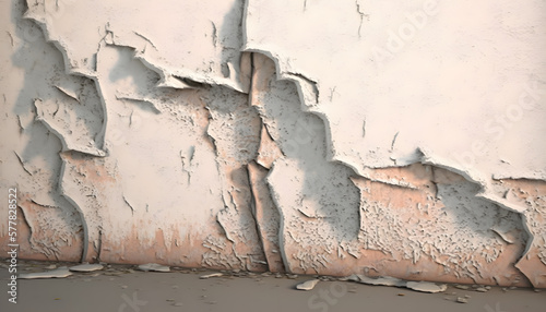 Wall with cracked paint. Generative AI photo