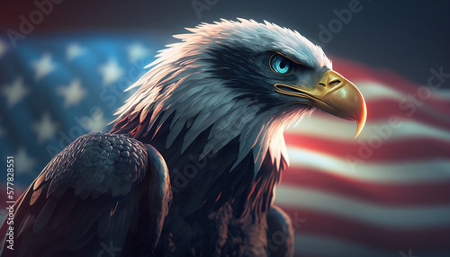 patriotic american bald eagle US flag