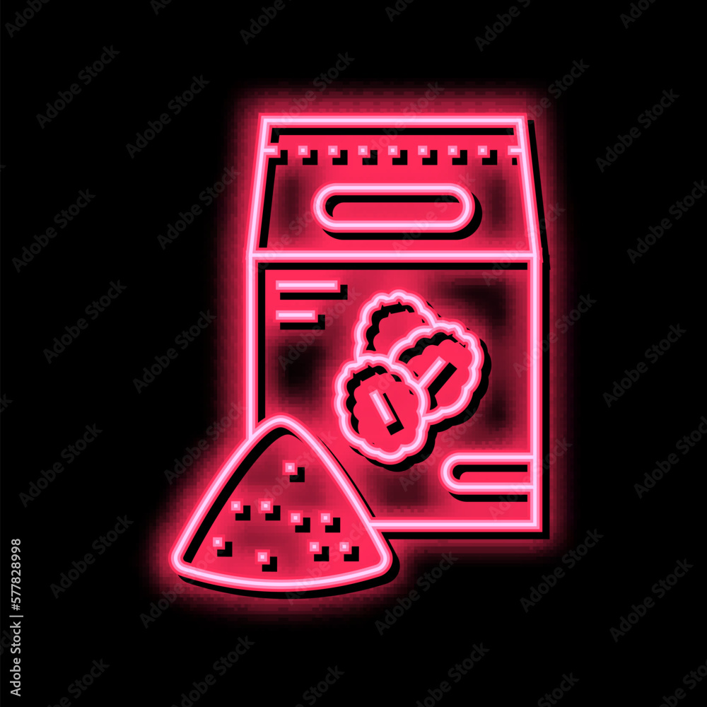 flour oat bag neon glow icon illustration
