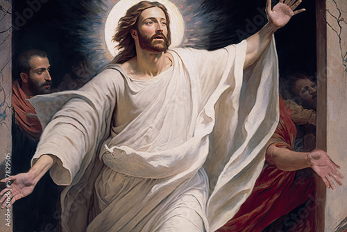Resurrection of Jesus. Christian Easter background, generative ai