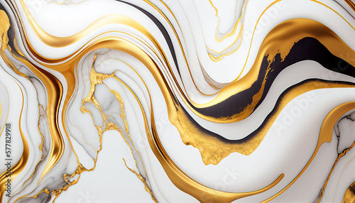 white and gold marble pattern abstract background generative AI