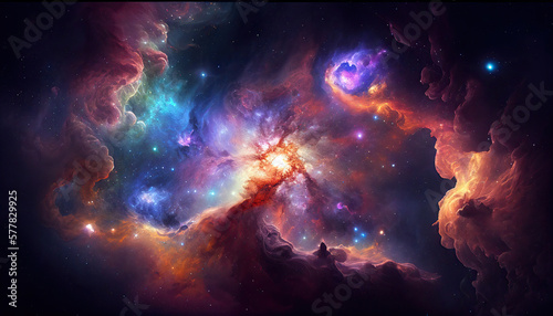 Nebula and galaxies in outer space endless universe generative AI © Brandon