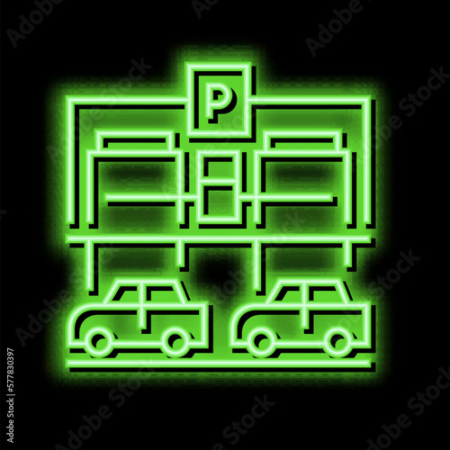equipment parking neon glow icon illustration