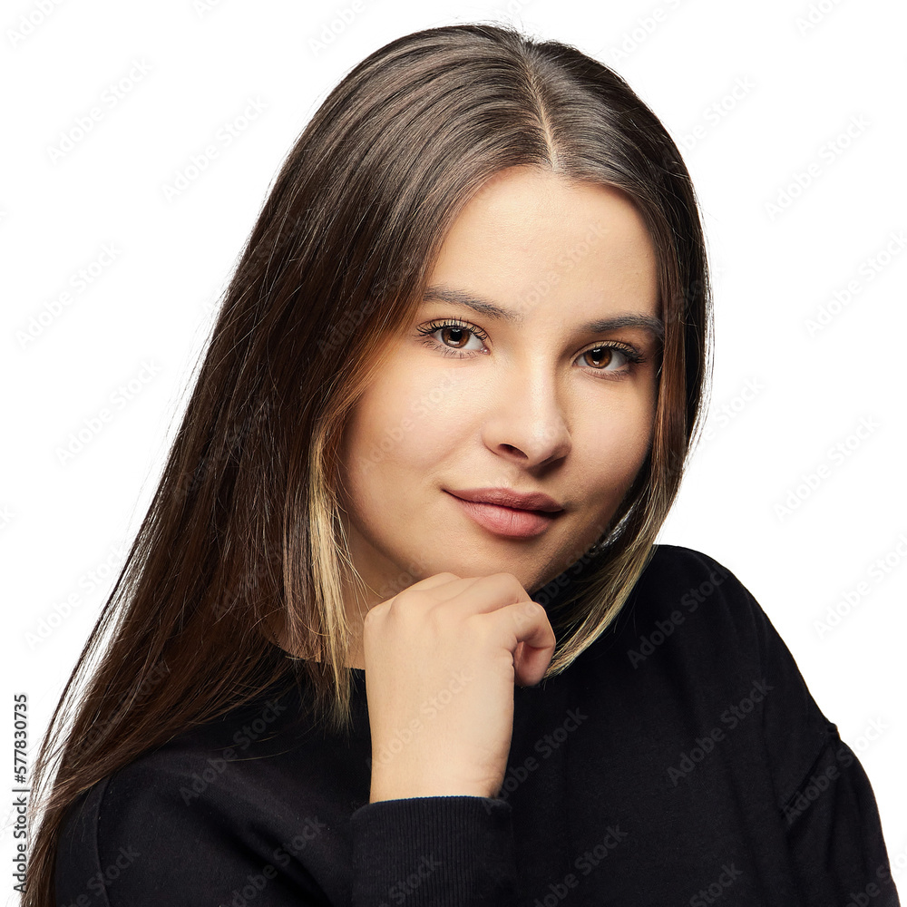Portrait of a charismatic young brunette girl close-up. Portrait of a charismatic young brunette girl close-up.