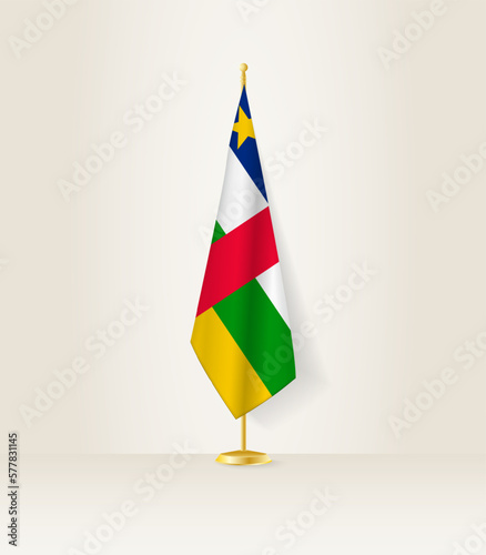 Central African Republic flag on a flag stand.