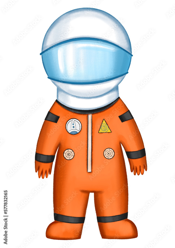 Cute cartoon astronaut in orange space suit, cartoon illustration Cute cartoon astronaut in orange space suit, cartoon illustration