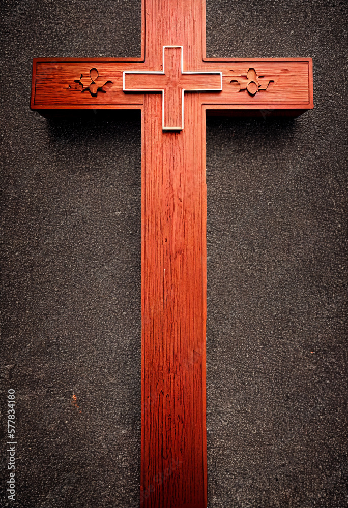 large wooden old christian cross, generative AI