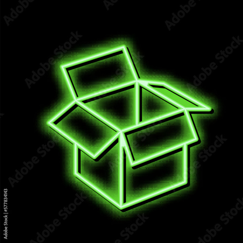 carton box neon glow icon illustration