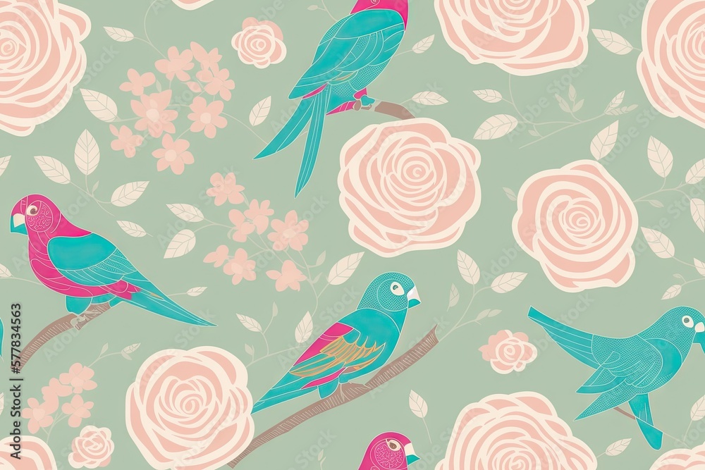 Seamless rose flowers flat texture, print and wale of fabric, generative ai, beautiful floral pattern Seamless rose flowers flat texture, print and wale of fabric, generative ai, beautiful floral pattern