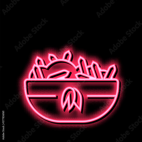 cooked oatmeal breakfast neon glow icon illustration