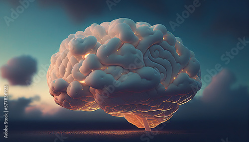 Obraz na płótnie brain shaped cloud in sky generative AI