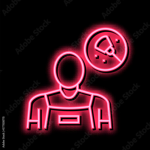 cleaning service worker neon glow icon illustration