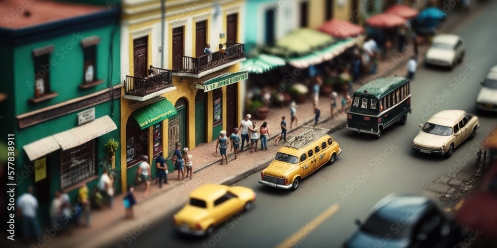 Brazil, Tilt-shift, interior city, miniature, model, photography, perspective, illusion, GENERATIVE AI