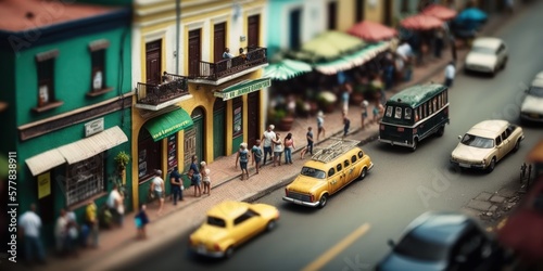 Brazil, Tilt-shift, interior city, miniature, model, photography, perspective, illusion, GENERATIVE AI