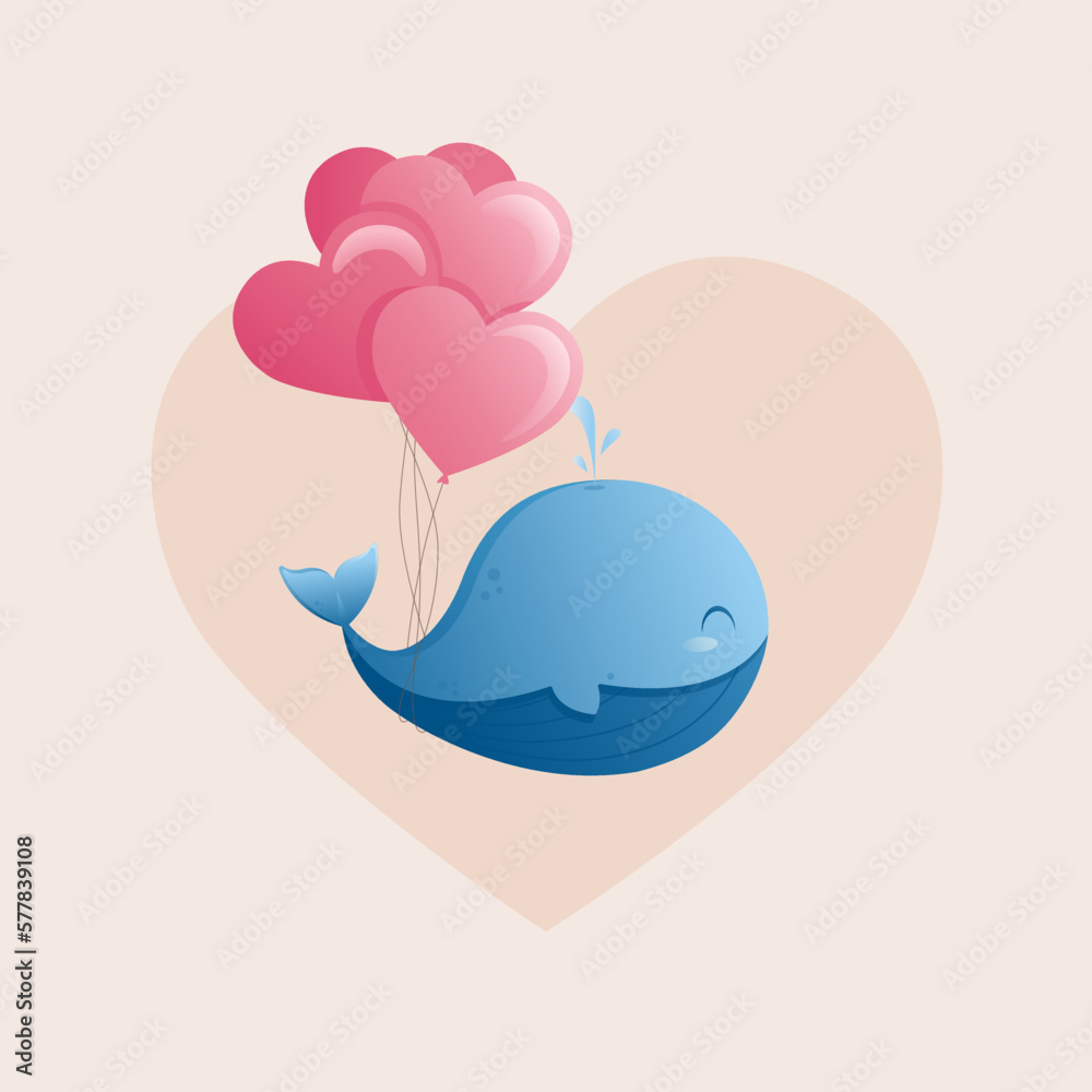 Whale with pink heart shaped balloons
a whale with heart-shaped balloons tied to it. Cute and tender illustration. Postcard, banner, print Whale with pink heart shaped balloons
a whale with heart-shaped balloons tied to it. Cute and tender illustration. Postcard, banner, print