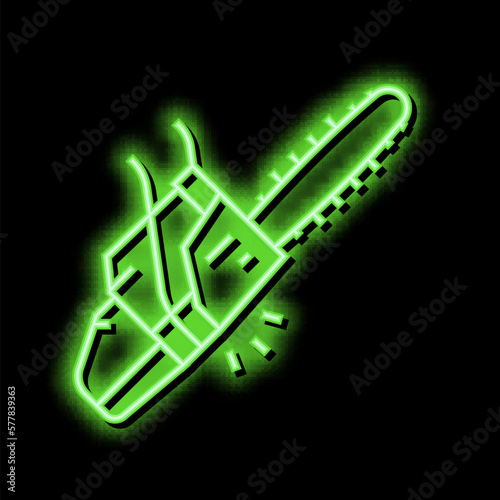 chainsaw equipment neon glow icon illustration