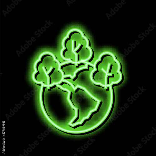 safe forest and ecosystem neon glow icon illustration