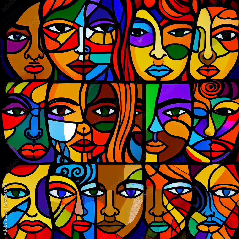 Multi-ethnic people with different colors. Diversity, independence and equality. AI generative. Multi-ethnic people with different colors. Diversity, independence and equality. AI generative.