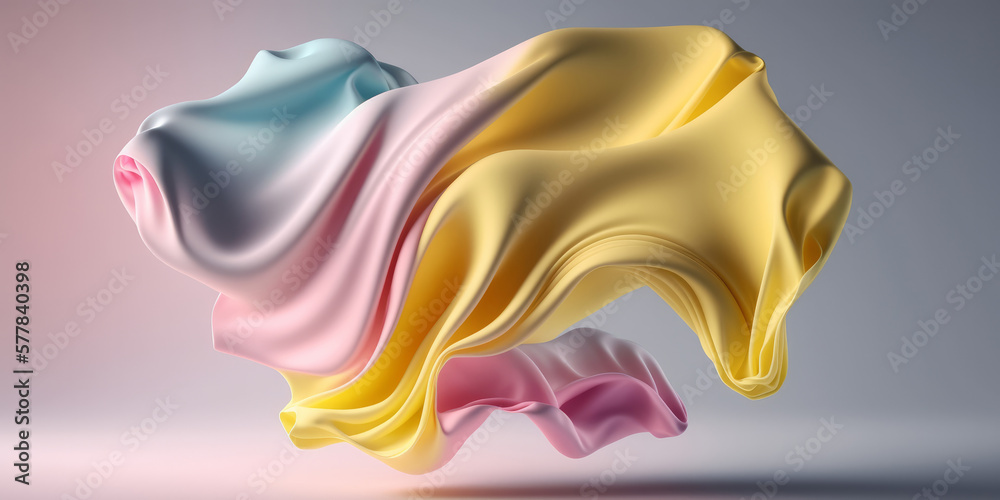 elegant abstract flowing satin silk fabric background. pastel colours. Generative ai