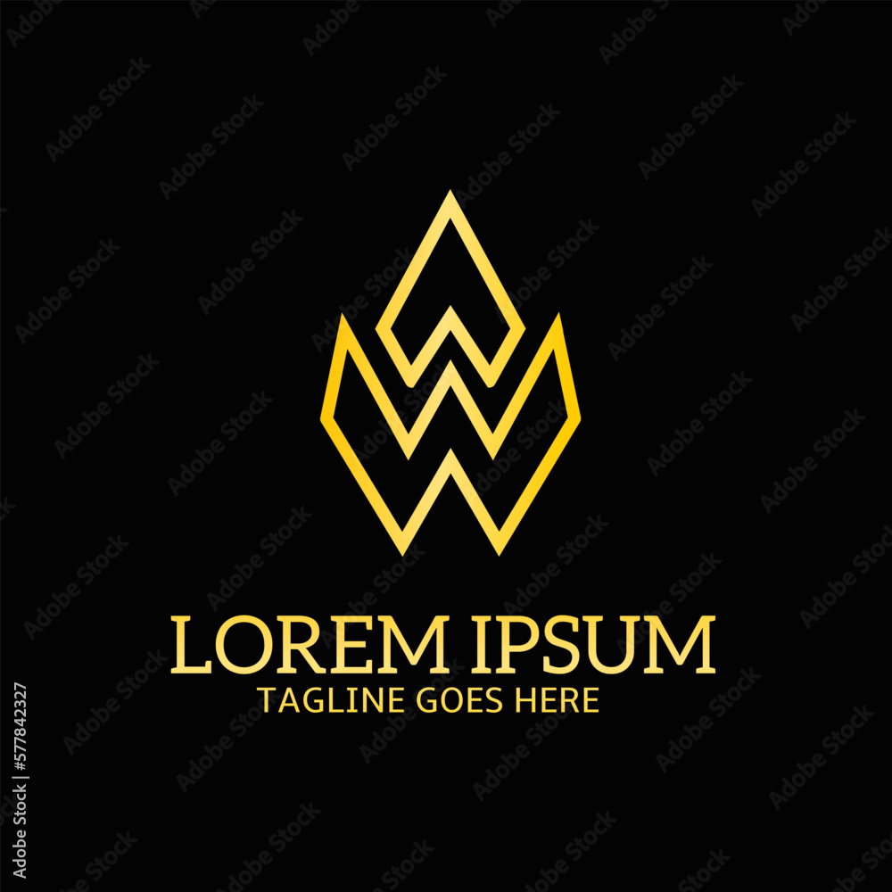 Logo minimalist letters W elegant golden