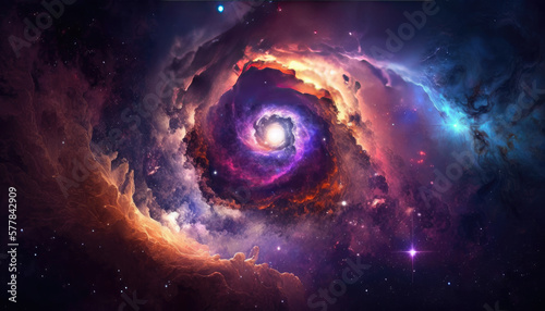Nebula and galaxies in outer space endless universe generative AI