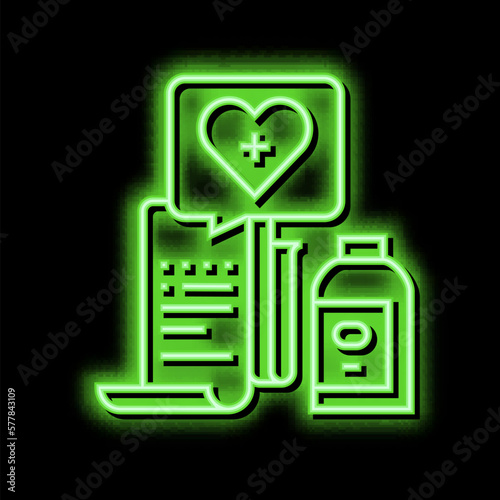 getting medicines neon glow icon illustration