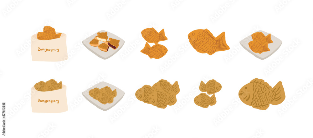 Korean Fish-Shaped Pastry Vector Illustration Korean Fish-Shaped Pastry Vector Illustration