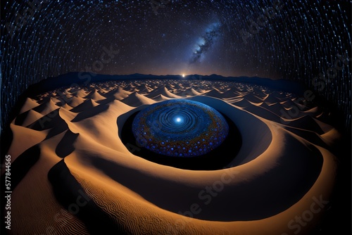 Canvastavla Majestic Dunes at Midnight: A Serene Sahara Landscape