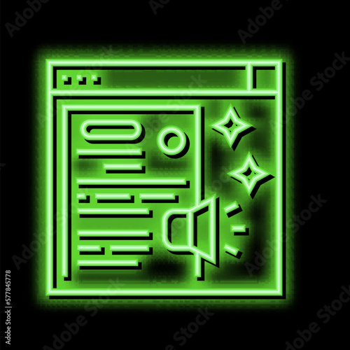 distributing press release neon glow icon illustration