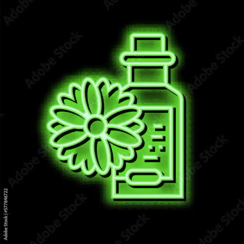 chamomile drink homeopathy liquid neon glow icon illustration
