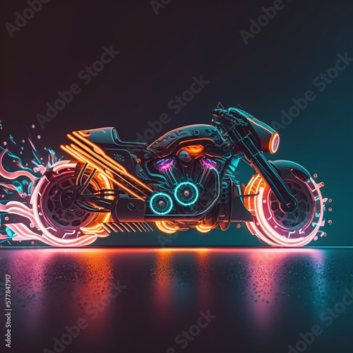 motorcycle futuristic neon lights