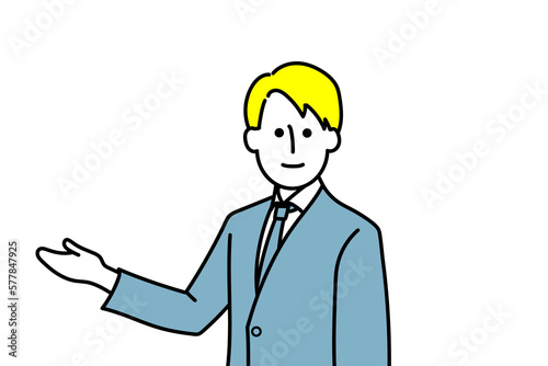 案内している男性