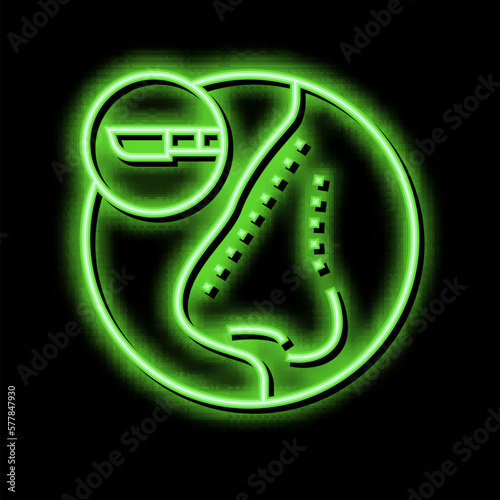 rhinoplasty treatment neon glow icon illustration