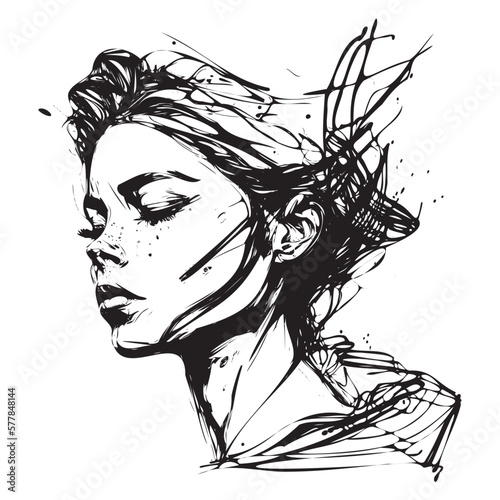 Vector Hand drawn Illustration of a Model head