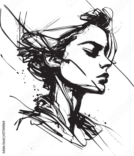 Vector Hand drawn Illustration of a Model head