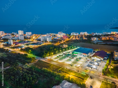 Cala Millor at Night from the Air / Mallorca from Drone, Aerial Photo