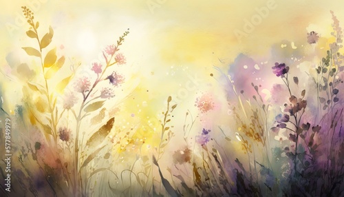 Colorful pastel color abstract meadow flowers illustration.