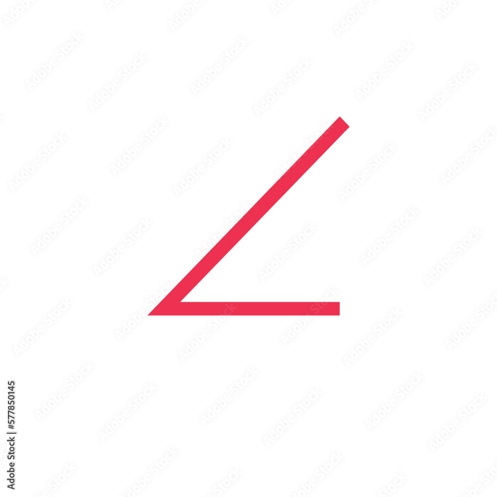 Angle symbol vertex in mathematics. measure angle icon. Vector illustration isolated on white background. Angle symbol vertex in mathematics. measure angle icon. Vector illustration isolated on white background.