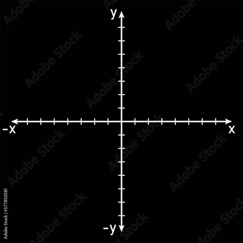 The Cartesian coordinate system in the plane. vector illustration isolated on black background.