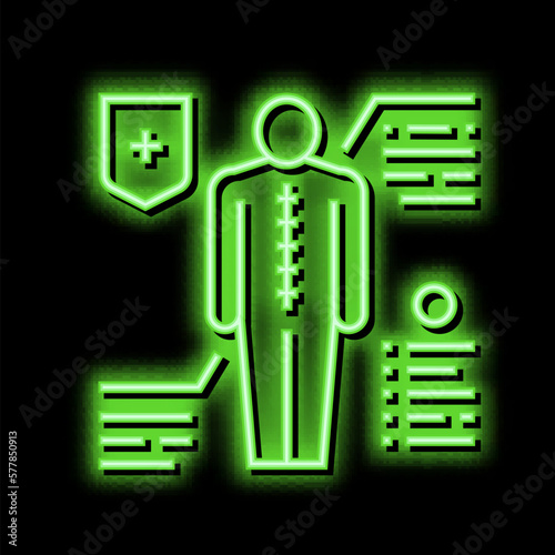 prevention scoliosis neon glow icon illustration