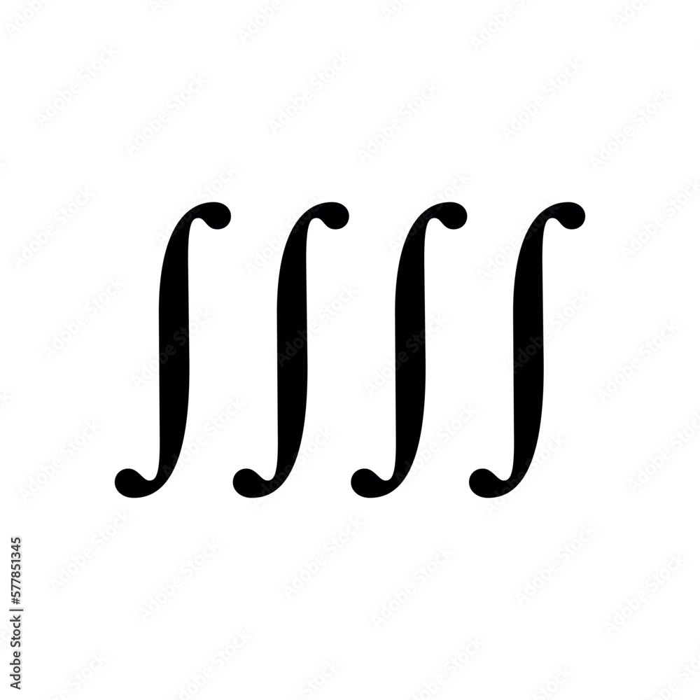 Obraz premium Quadruple integral symbol in mathematics. Vector illustration isolated on white background.