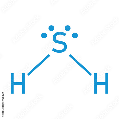 Lewis structure of hydrogen sulfide (H2S). photo