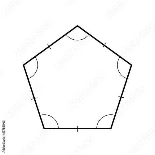 2D geometric shape of pentagon. Polygon pentagon shape in mathematics. Vector illustration isolated on white background.